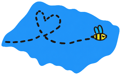 Making a Bee Line sticker, hand-illustrated by Sophia